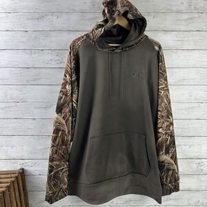 Under Armour Hoodie Mens 3XL Brown Camo Pullover Hunting Fishing Outdoors worn